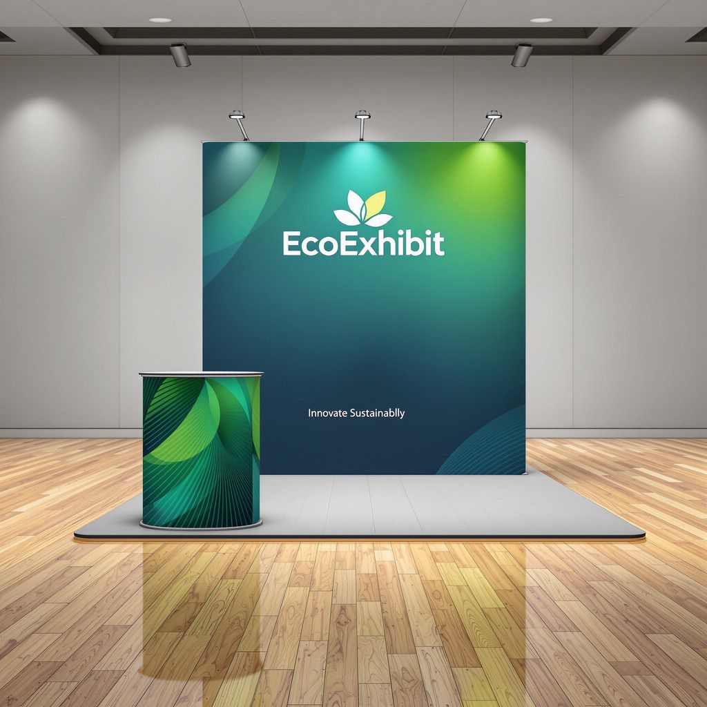 NUtec Trade Show Booth Ink: EcoExhibit vinyl booth with modular stands and banners.
