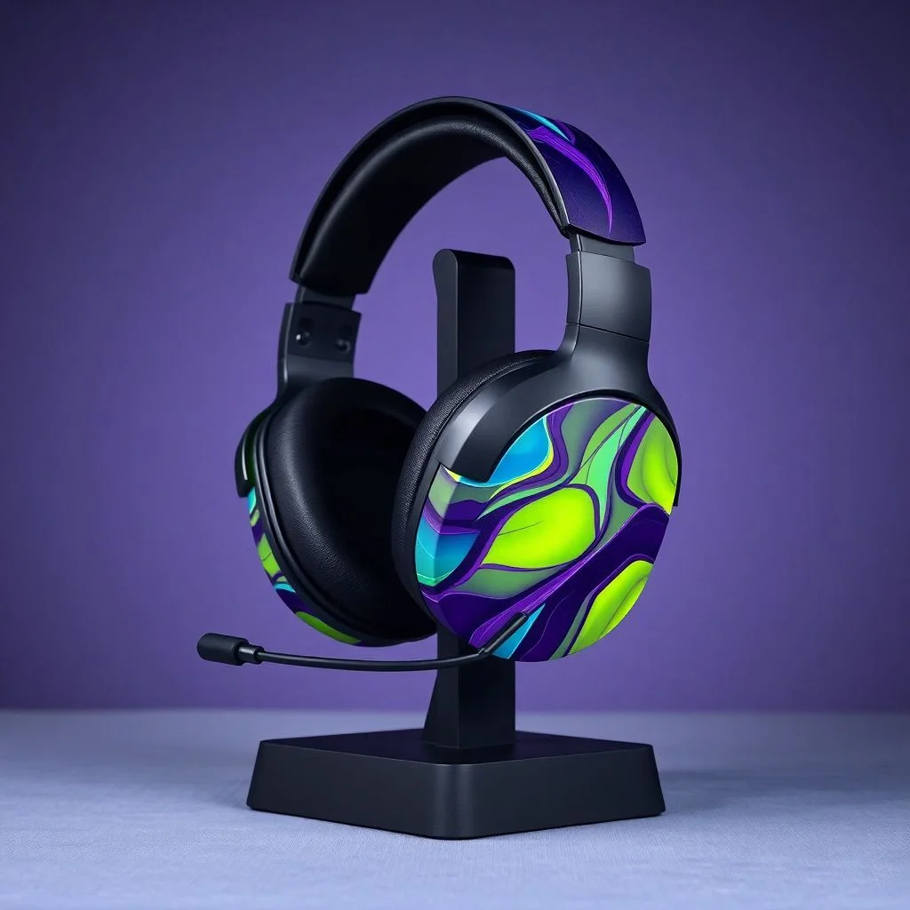 NUtec Headphone Cover Printing Ink on ABS headphones with UV-Cured Hybrid inks