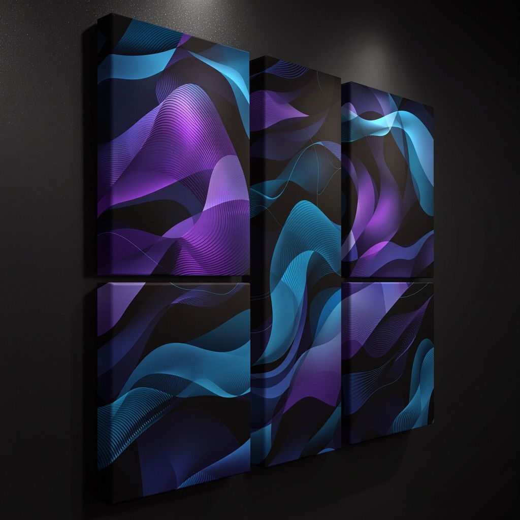 Acoustic panels printed with dye-sublimation inks acoustic panels on polyester fabric in a modern office.