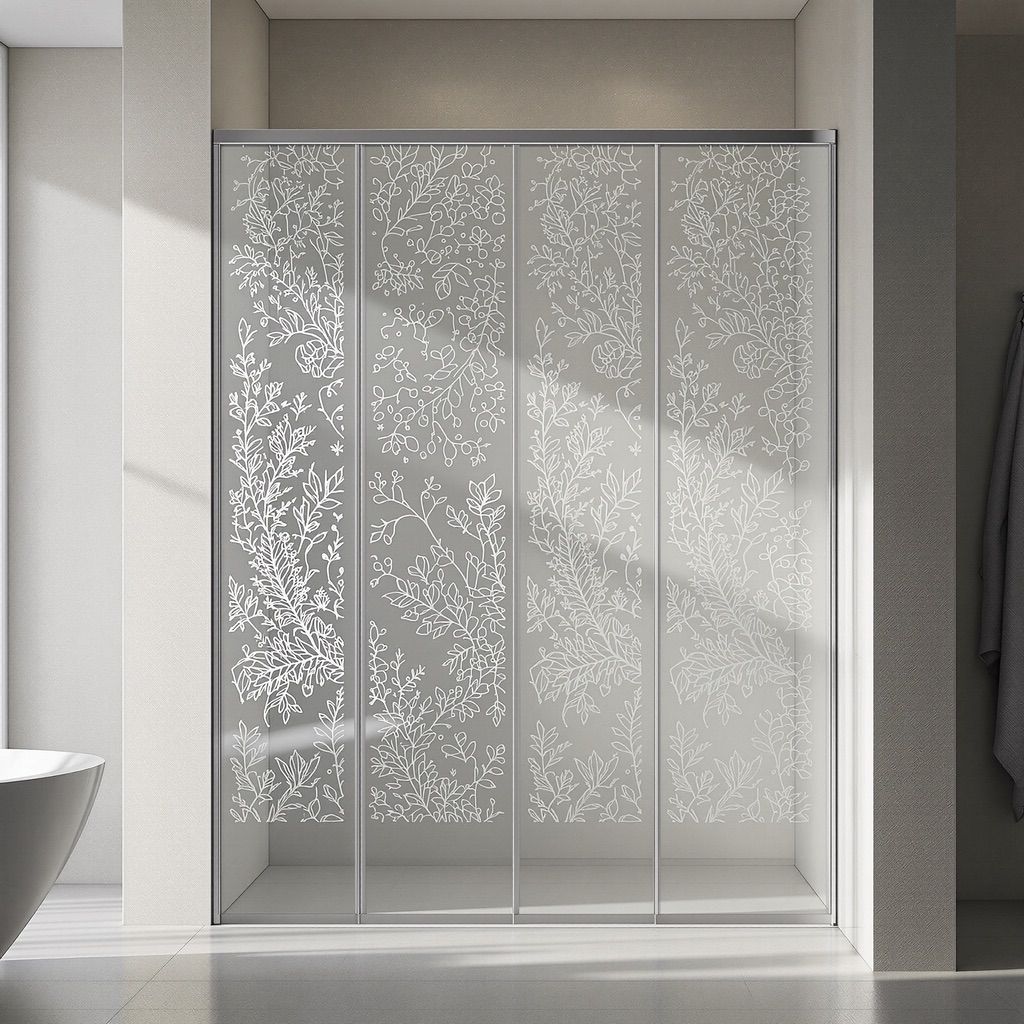 NUtec Digital Ink: Digital Inks Shower Screens on tempered glass for bathroom design.