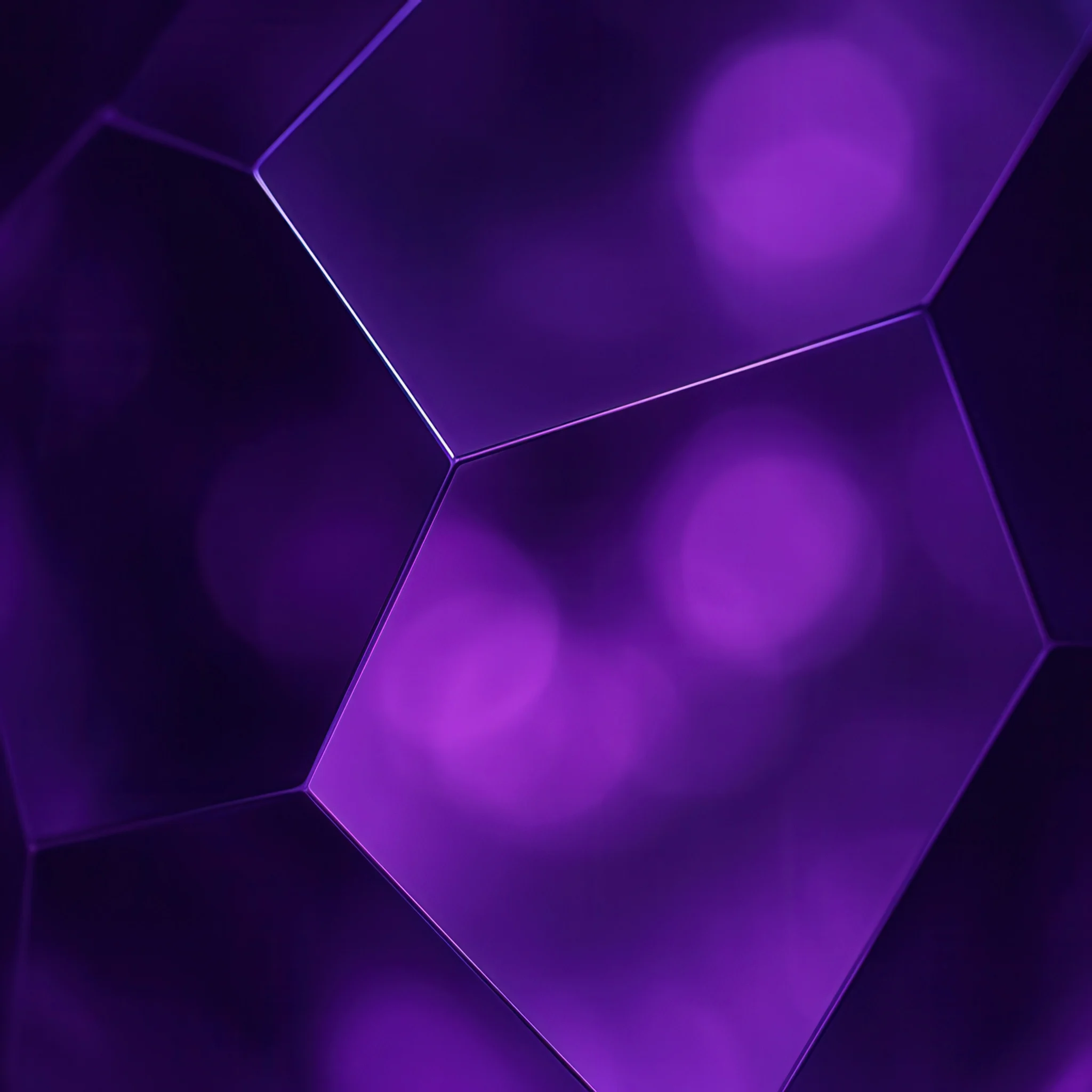 Close-up of purple ink on a printed background with hexagonal shapes and glowing bokeh effects, illustrating vibrant digital printing inks from NUtec.