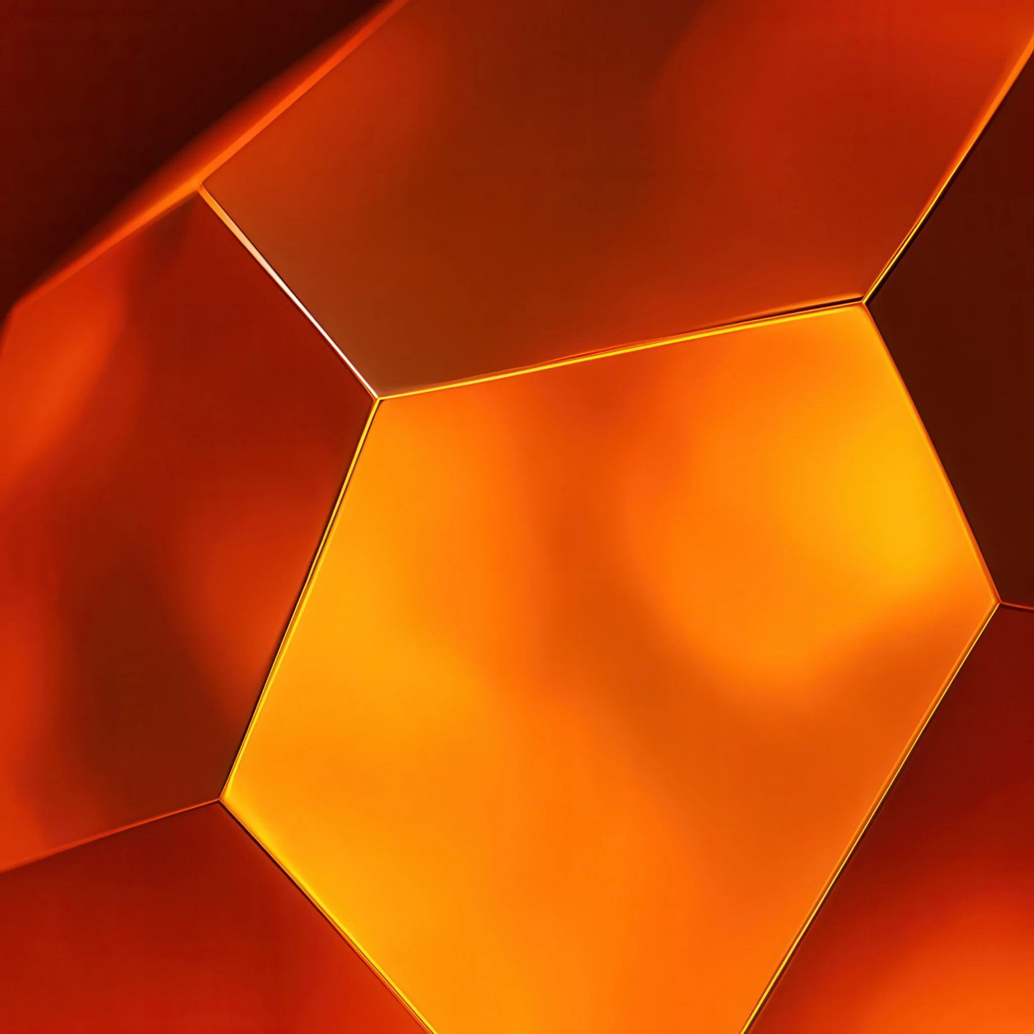 Close-up of a vibrant orange digital printing ink background with a geometric hexagon pattern, showcasing color and sheen in the NUtec Digital Ink series.