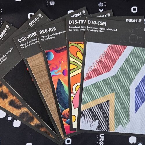 NUtec Digital Ink support training samples showcasing various digital printing inks and applications for digital printing professionals