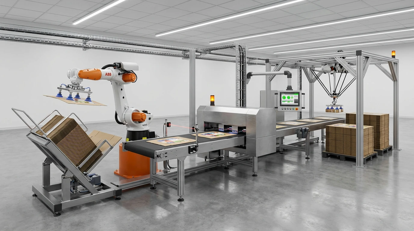 NUtec Digital Ink's development process for digital printing inks, showcasing industrial inkjet printing machinery with robotic arms and automated printing lines